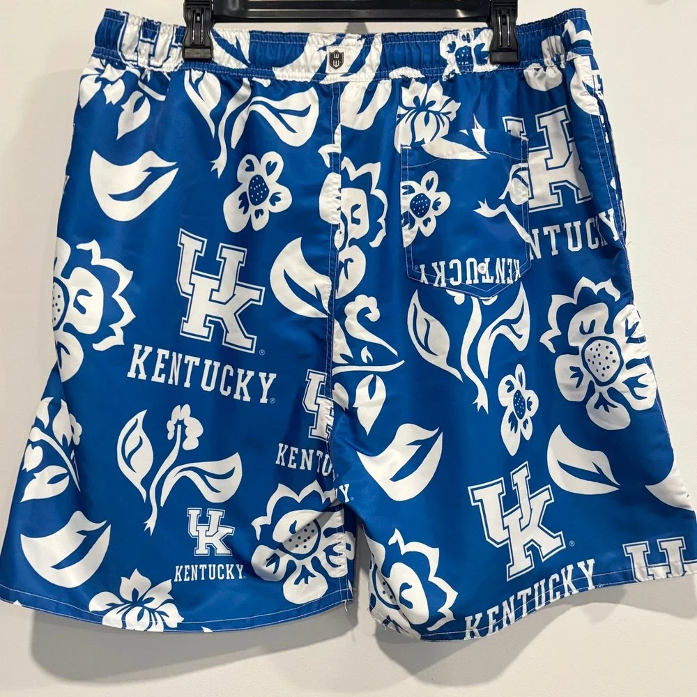 Wes And Willy Mens Swim Trunks XXL Kentucky Wildcats Floral Beach Hawaiian 21245